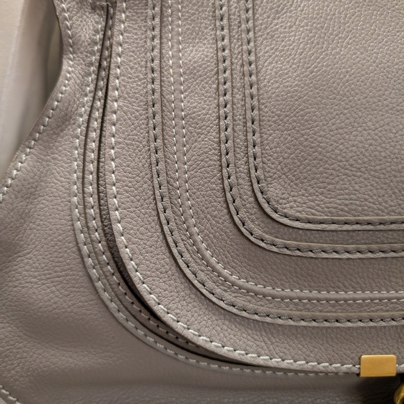 ⚡SOLD⚡NWT Chloé Marcie Satchel Bag in Cashmere Grey Grain Leather - Picture 16 of 16